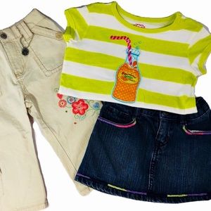 Summer Set, Khaki Pants, Denim Skirt, Cotton Top Size 4